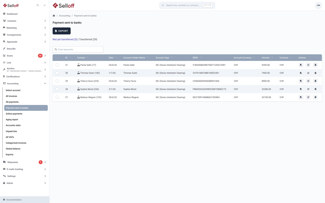 E-banking payment transfers