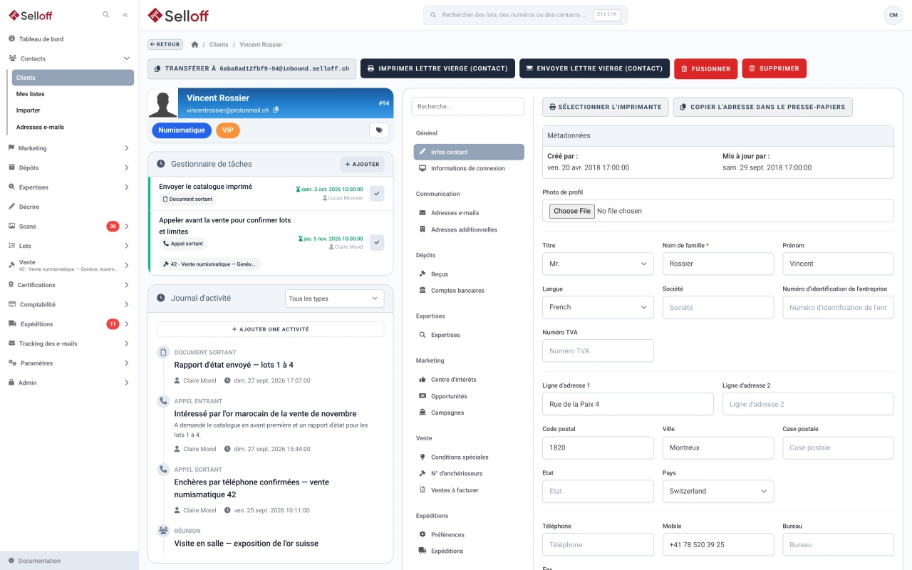 Fiches clients et historique