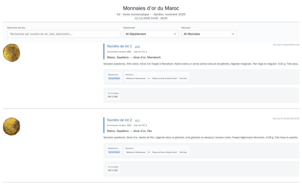 Publication du catalogue en ligne
