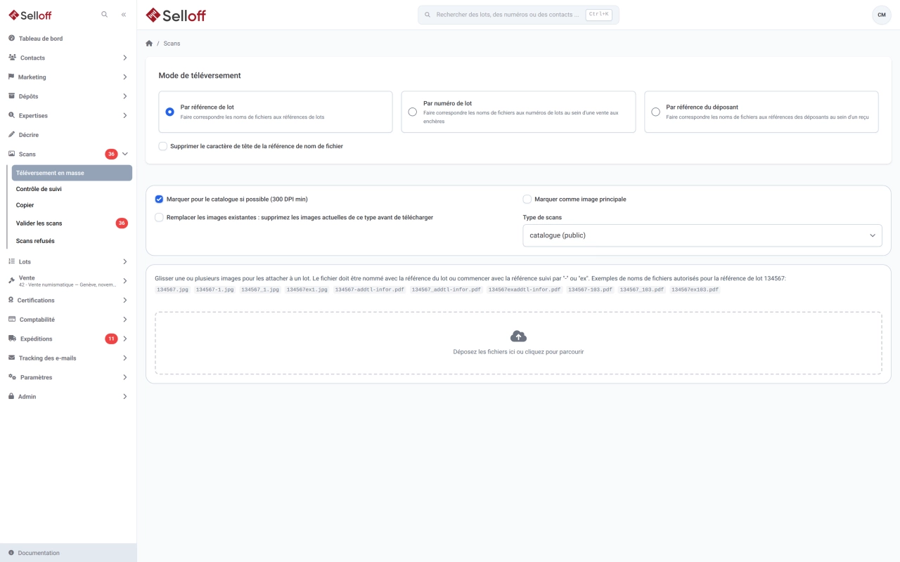 Import de photos et contrôle des images